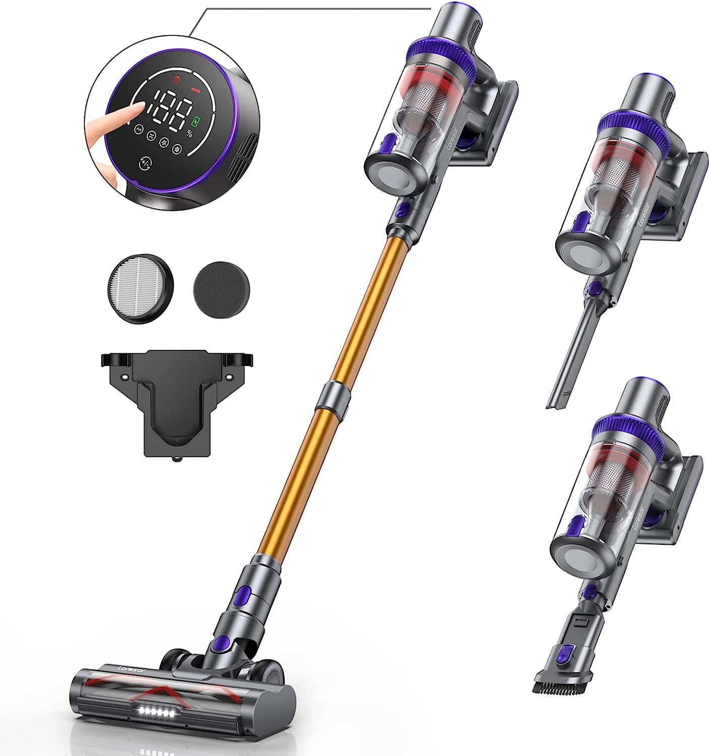 Laresar Elite 3 Dark Grey Purple Powerful Suction Cordless Vacuum