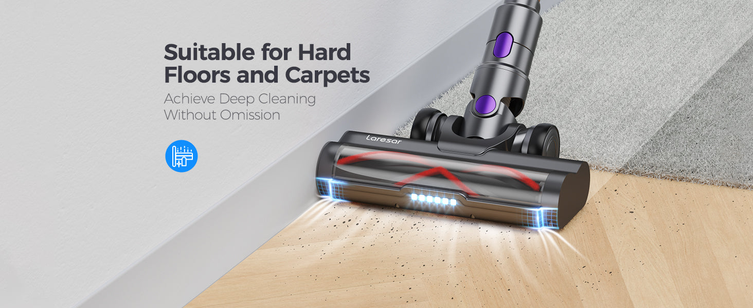  Laresar Cordless Vacuum Cleaner with Charging Station,  400W/33Kpa Stick Vacuum Cleaner with Dual Display, Handheld Vacuum Cleaner  with Dust Sensor, Vacuum for Pet Hair, Carpet and Hardwood Floor