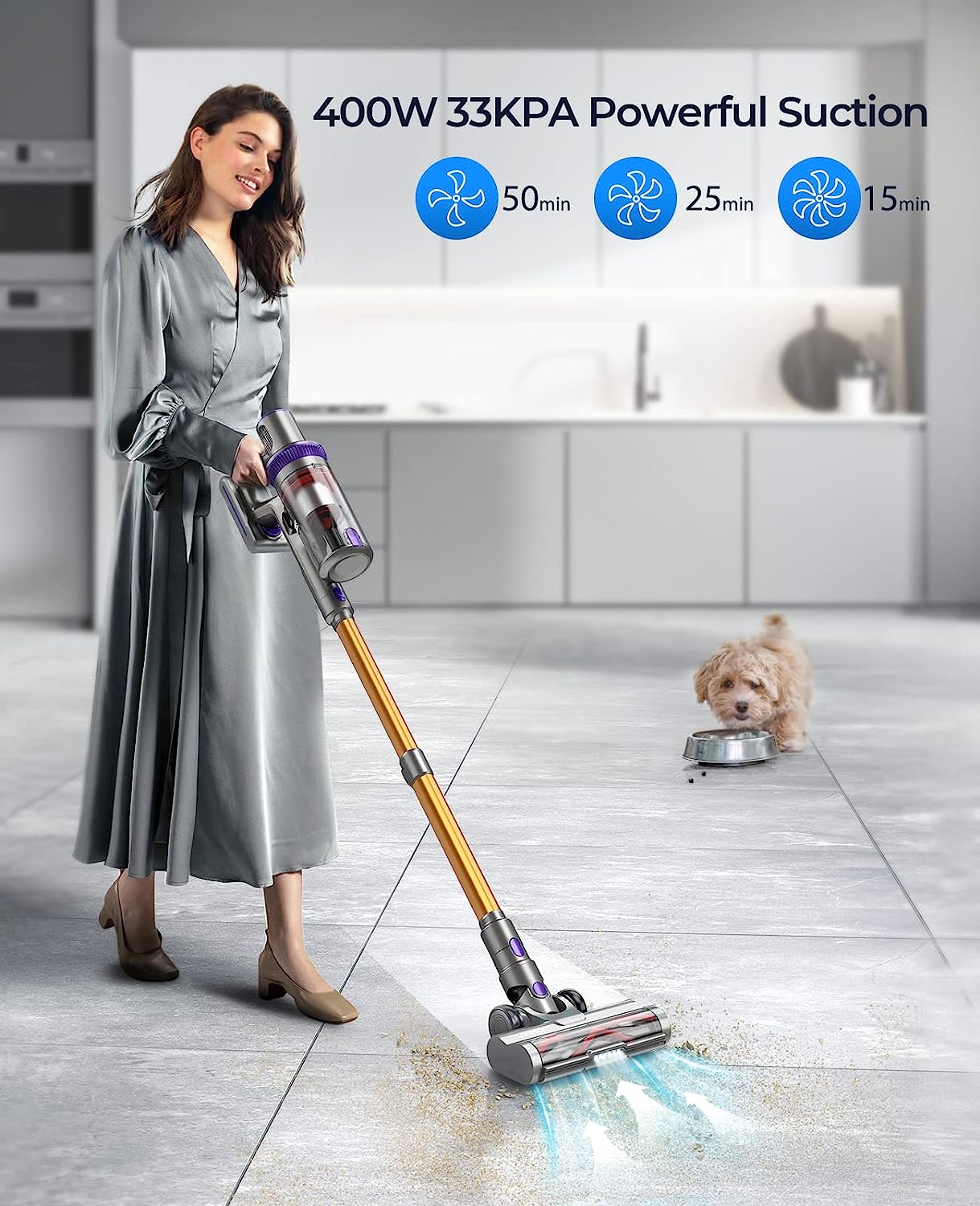  Laresar Cordless Vacuum Cleaner 60 Mins, 450W/38000pa Stick  Vacuum Cleaner with Touch Screen, Anti-Tangle Handheld Vacuum 2024 Latest  Battery, Vacuum Cordless for Home/Pet Hair/Carpet/Hardfloor